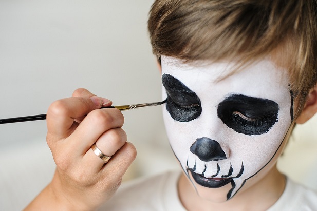 Skelett Kinderschminken einfach Halloween