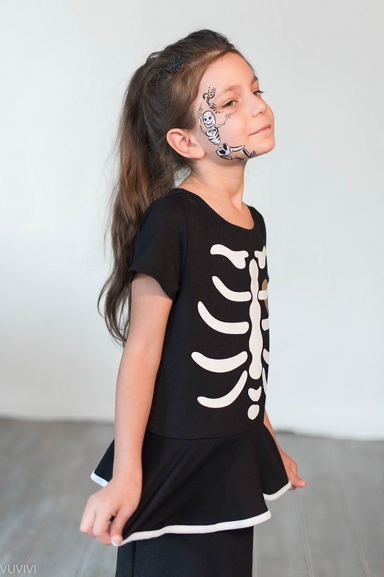 Fasching Hallowenn Skelett Mädchen Kinderschminken