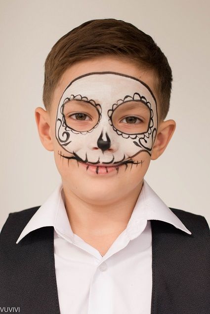 Halloween Totenmaske Kinderschminken Vorlage leicht