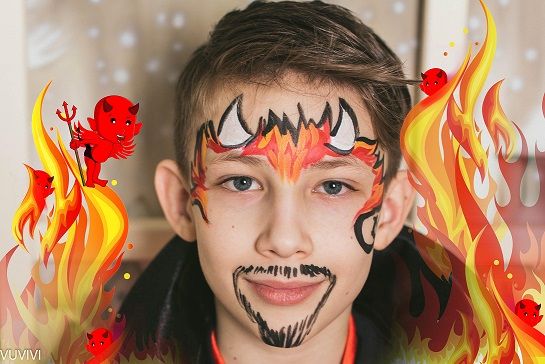 Halloween Kinderschminken für Jungs: Teufel