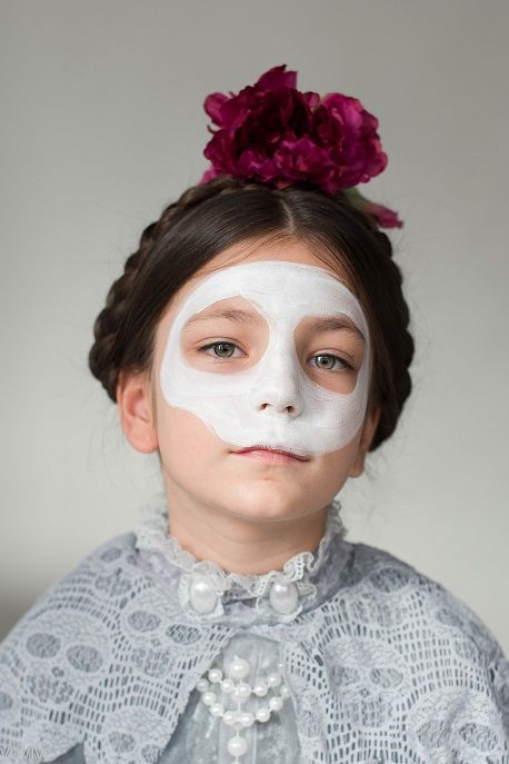 Kinderschminken Mädchen Idee Totenmaske