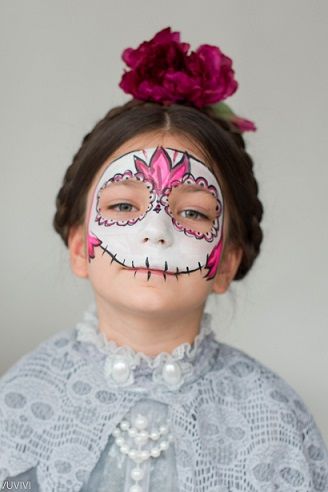 Mexikanische Totenmaske kleine Mädchen Kinderschminken