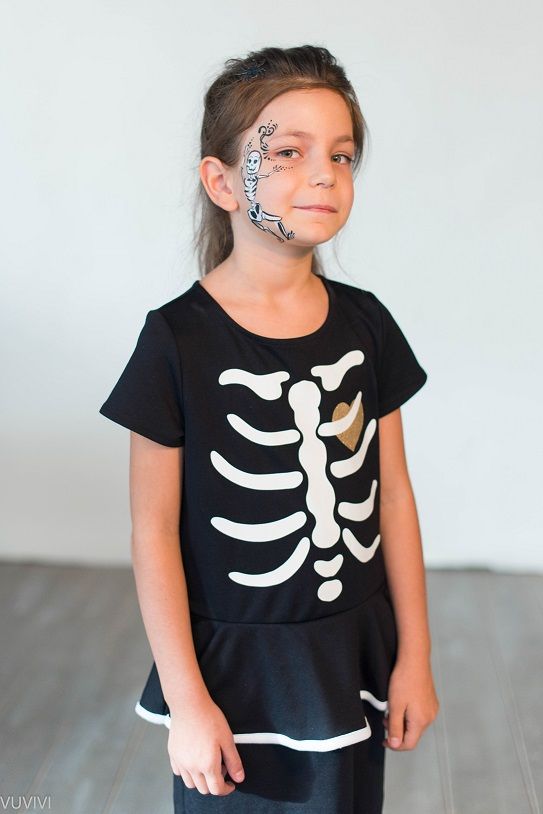 Skelett Kinderschminken Kostüm Mädchen Halloween Fasching