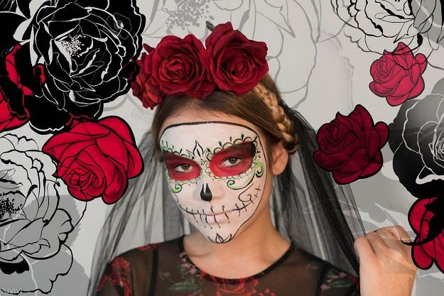 Kinderschminken für Mädchen: Mexikanische Totenmaske