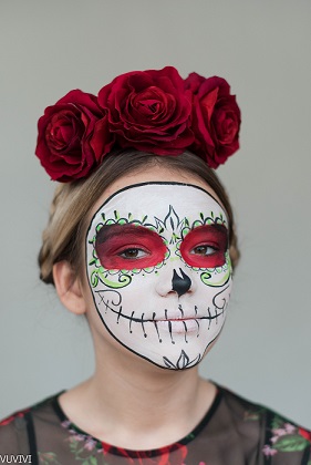 Idee Kinderschminken Mädchen Halloween Totenmaske